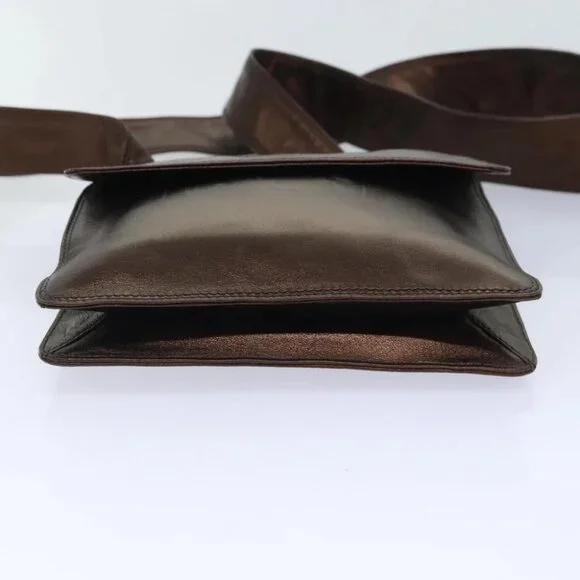 CHANEL Shoulder Bag Leather Bronze Gold CC Auth 93241 - Picture 6 of 15